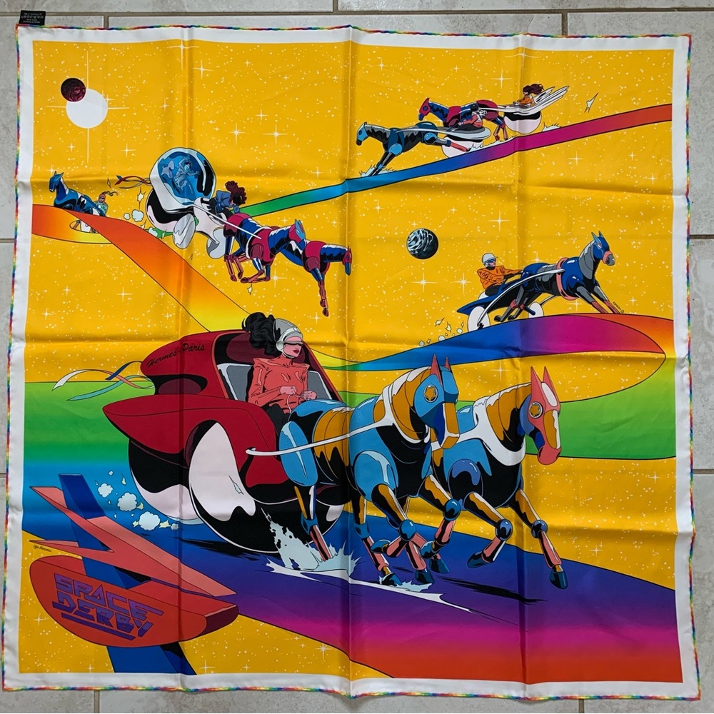 Hermes 90cm Silk Space Derby Scarf